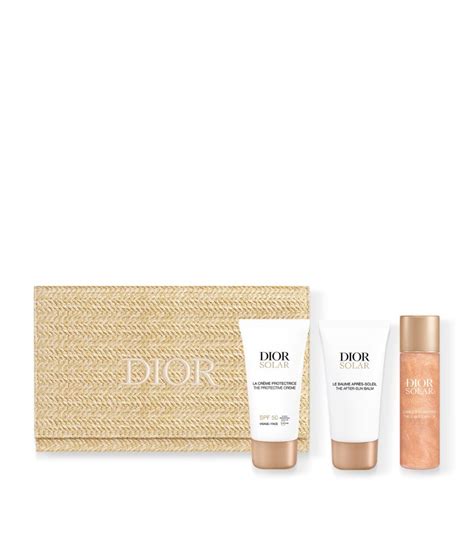 dior sundcreen|Dior solar escape essentials skincare and sun protection set.